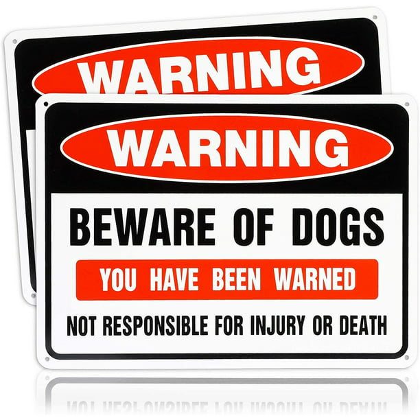 LWF Beware of The Dog Warning Sign Garden Gate House Door Hanging Outdoor Plaque Sign 10 X 5 